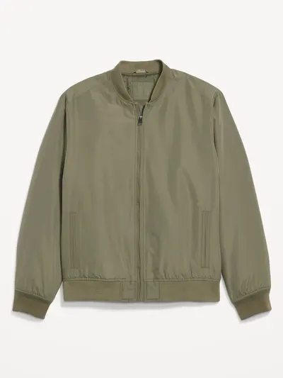 Water-Resistant Zip Bomber Jacket - Stone Wall