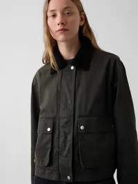 Waxed Canvas Barn Jacket - Peat green — view 4