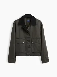 Waxed Canvas Barn Jacket - Peat green — view 5