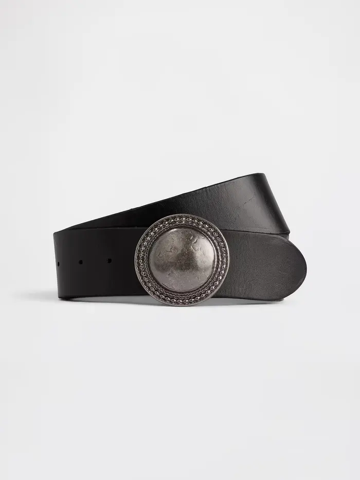 Western Leather Belt - Black