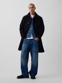 Wool-Blend Car Coat - BASIC BLACK — view 2