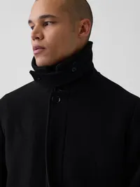 Wool-Blend Car Coat - BASIC BLACK — view 4