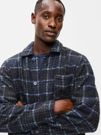 Wool-Blend Chore Jacket - Blue Plaid — view 5