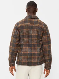 Wool-Blend Chore Jacket - Brown Plaid — view 2
