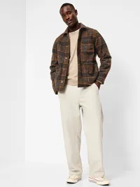 Wool-Blend Chore Jacket - Brown Plaid — view 3