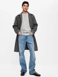 Wool-Blend Henley Sweater - Heather Gray — view 3