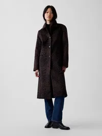 Wool-Blend Leopard Coat - Brown leopard print — view 2