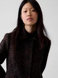 Wool-Blend Leopard Coat - Brown leopard print — view 4