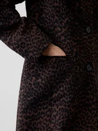 Wool-Blend Leopard Coat - Brown leopard print — view 5