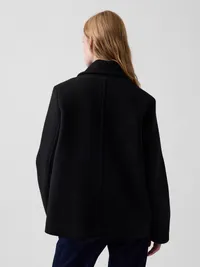Wool-Blend Peacoat - Black — view 3
