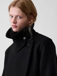 Wool-Blend Peacoat - Black — view 4