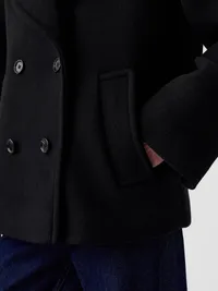 Wool-Blend Peacoat - Black — view 5