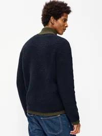 Wool-Blend Snap-Button Pullover Sweater - In the Navy — view 2