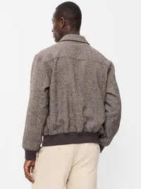 Wool-Blend Zip Bomber Jacket - Coffee Grounds — view 2