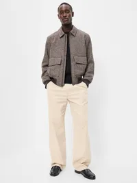 Wool-Blend Zip Bomber Jacket - Coffee Grounds — view 3