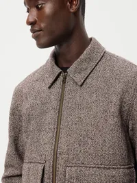 Wool-Blend Zip Bomber Jacket - Coffee Grounds — view 4