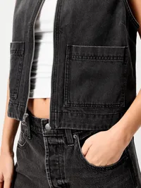 Zip-Front Utility Vest - Coal — view 4