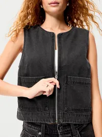 Zip-Front Utility Vest - Coal — view 5